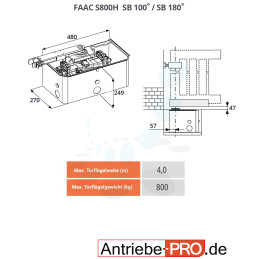 Unterflurantrieb FAAC S800H SB 100°